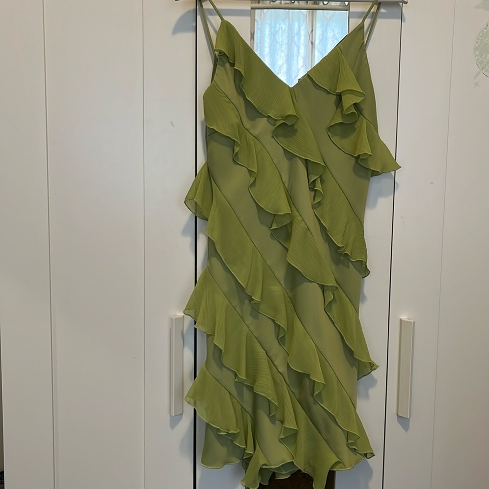 Green Ruffle mini dress New with Tags
